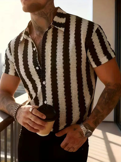 Short Sleeve Shirt with Vertical Stripes