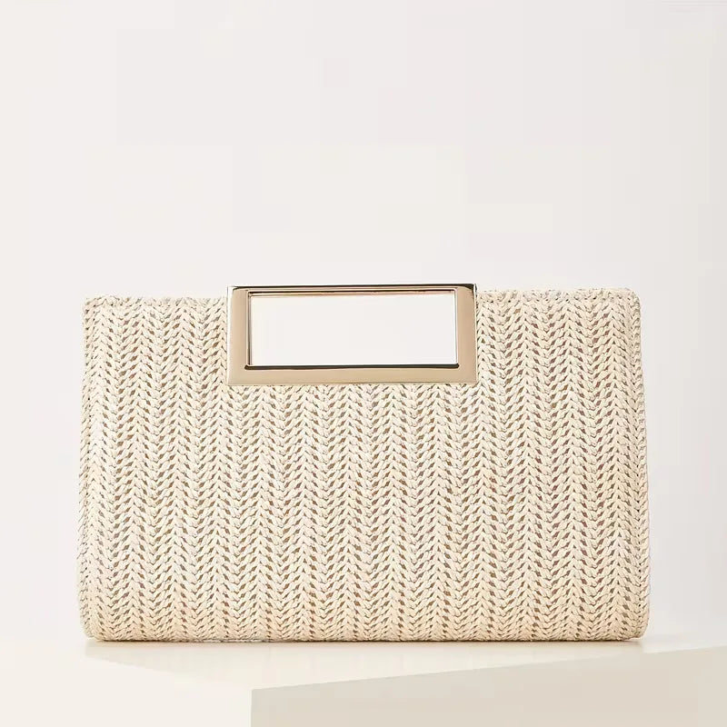 Woven clutch with square handle