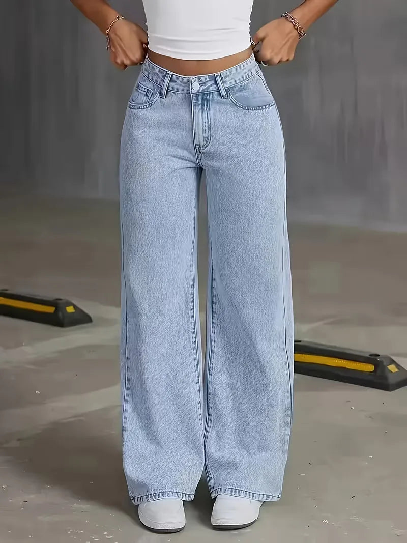 Wide leg jeans with high waist