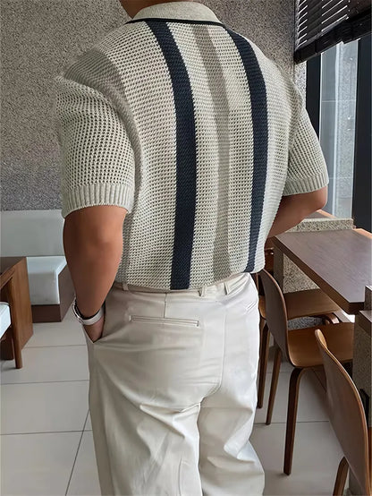 Polo with V-neck and short sleeves