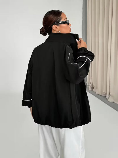 Track jacket with high collar
