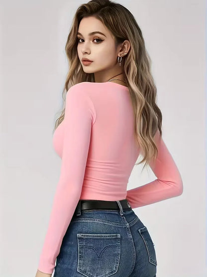 Slim fit T-shirt with long sleeves