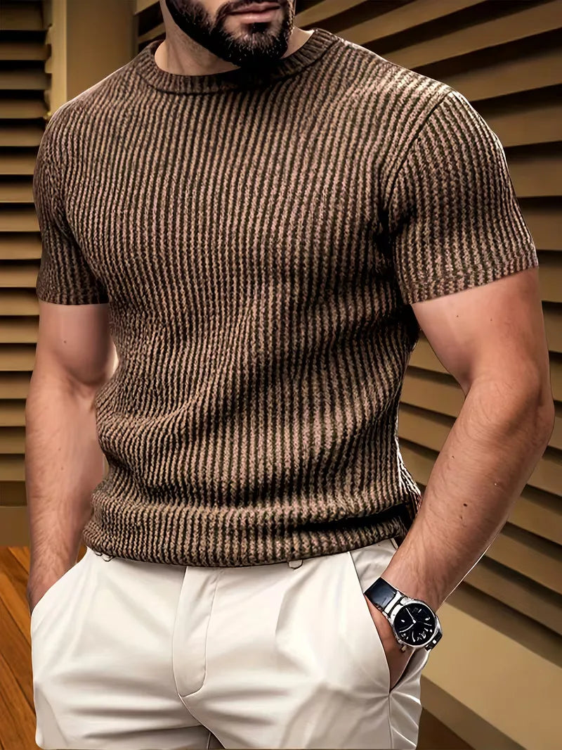 Casual men's T-shirt with jacquard pattern