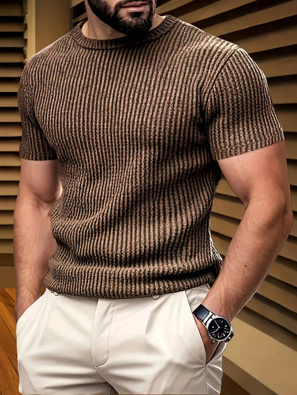 Casual men's T-shirt with jacquard pattern