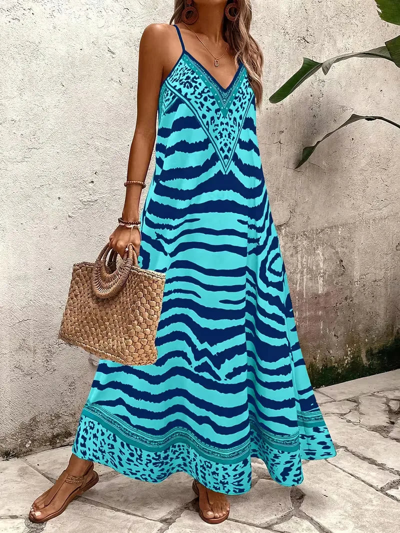 Maxi dress with leopard print