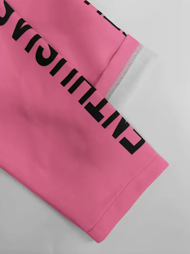 Bomber jacket with graphic text