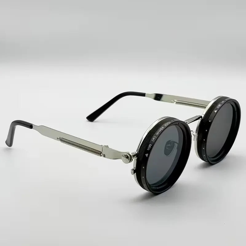 Round Sunglasses with Steampunk Design