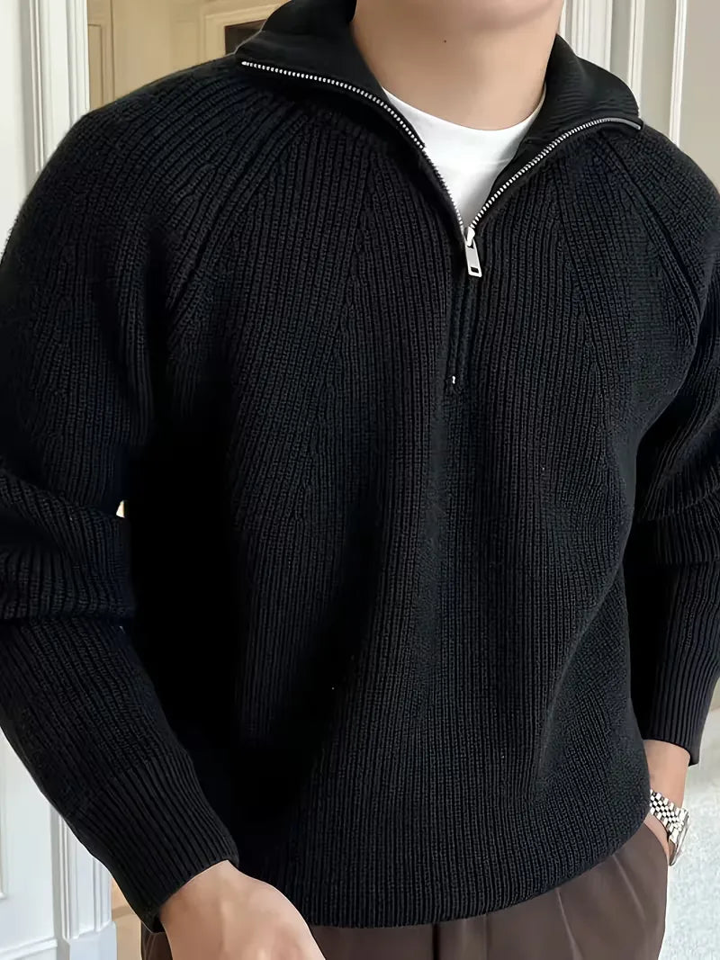 Zip-up jumper with ribbed texture