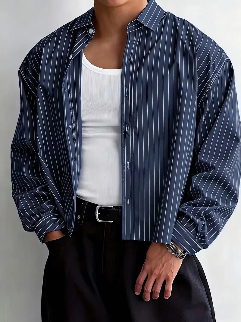 Casual shirt with vertical stripes