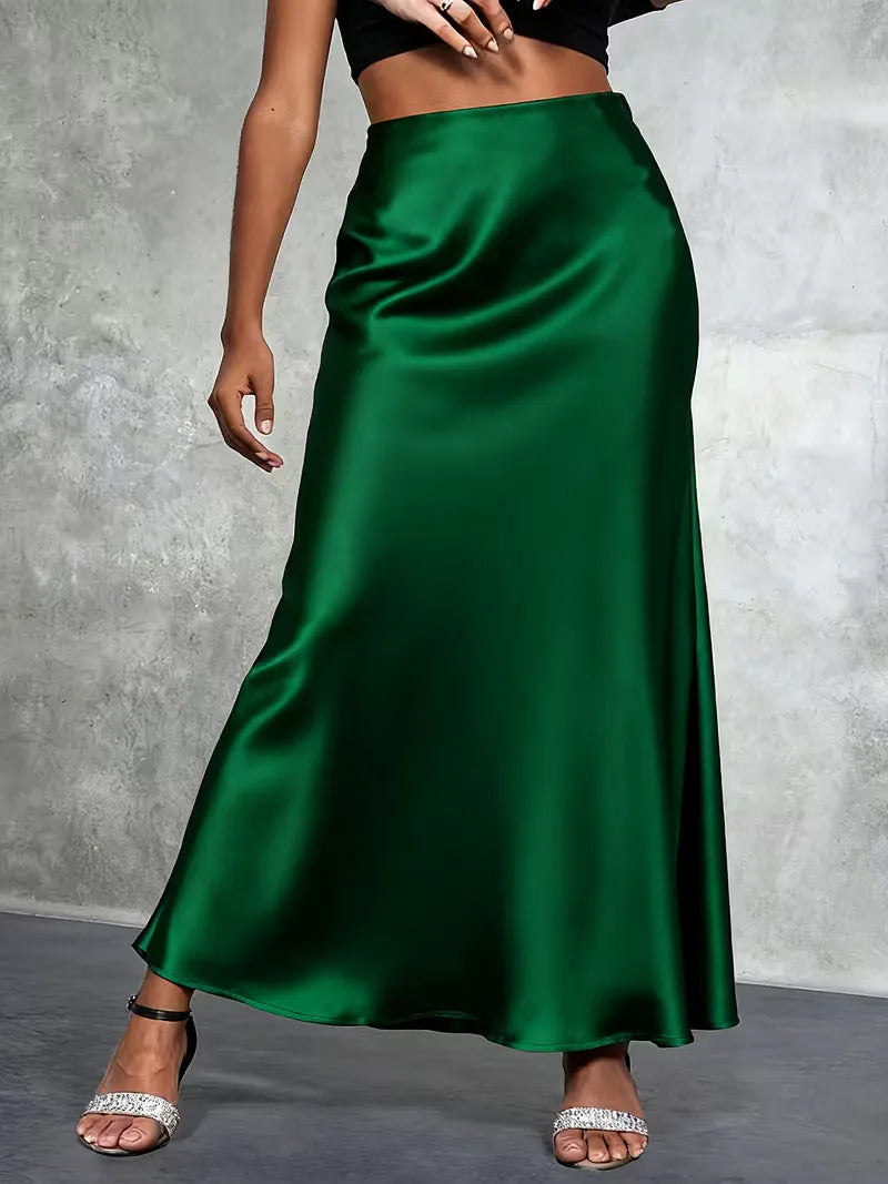 Satin Skirt with High Waist