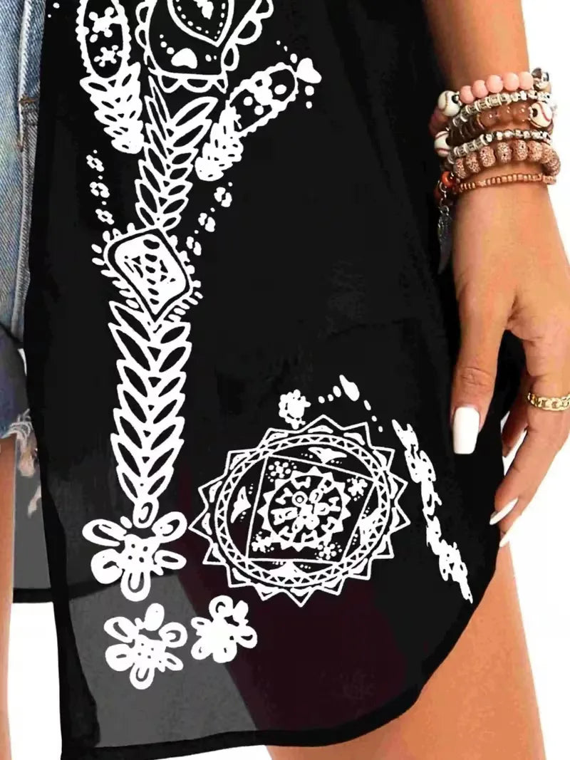 Chiffon kimono with floral print