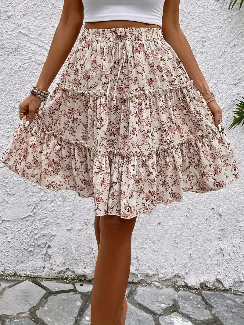 A-line skirt with floral print