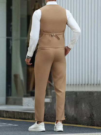 Gilet with double-breasted design and trousers