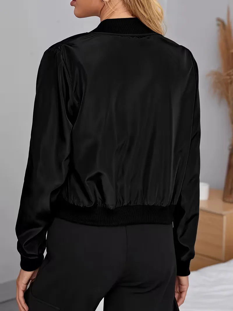 Bomber Jacket with Ribbed Cuffs