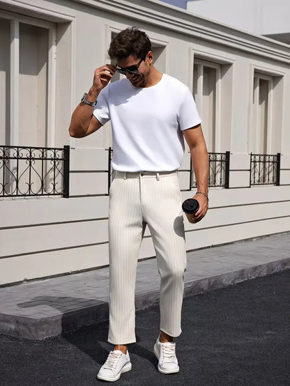 Slim fit trousers with pinstripe