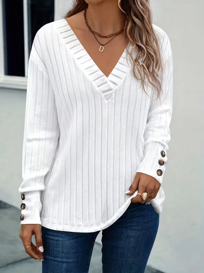 ribbed V-neck T-shirt