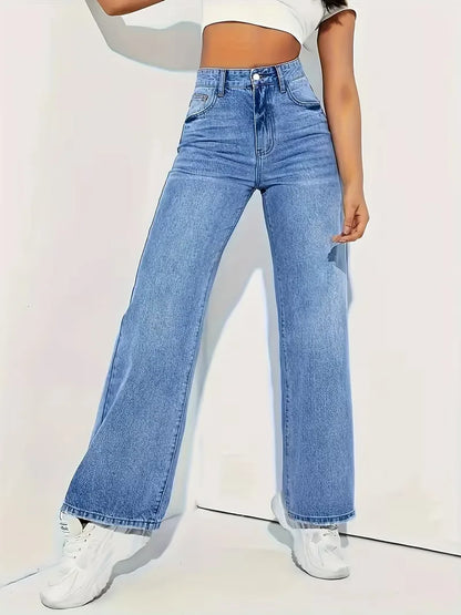 High-waisted straight jeans