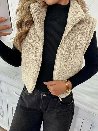 Zipped Gilet with Faux Shearling