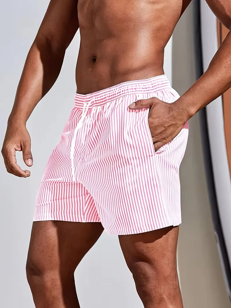 Striped Pattern Swim Shorts