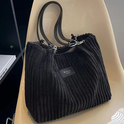 Shoulder Bag with Ribbed Texture
