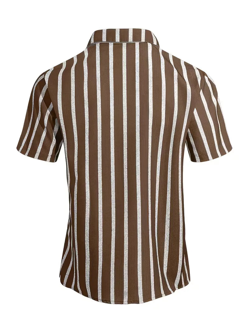 Short Sleeve Shirt with Vertical Stripes