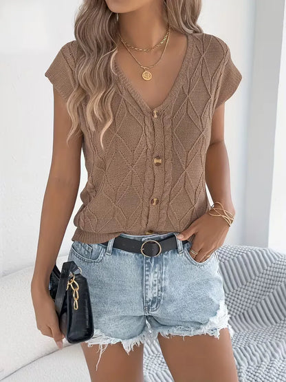 Vest with V-neck and Buttons