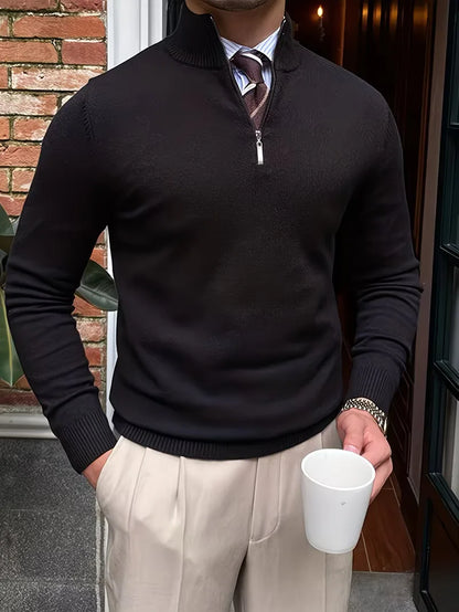 Sweater with Collar and Half-Zip