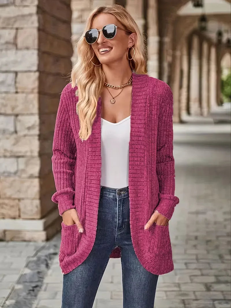 Open vest with ribbed texture