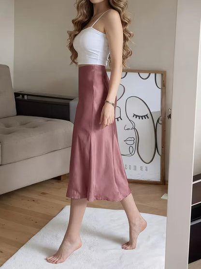 Satin Skirt with High Split