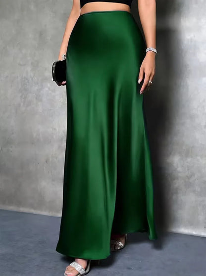 Satin Skirt with High Waist