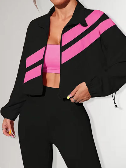 Track jacket with elastic cuffs