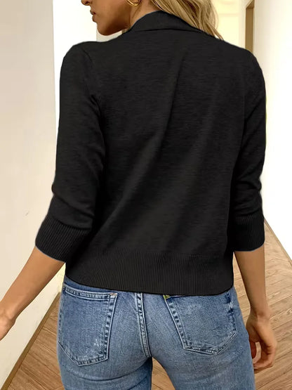 Purple open-front cardigan 3/4 sleeves