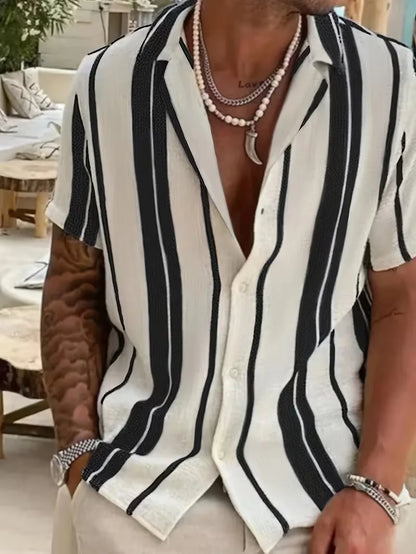 Short Sleeve Shirt with Vertical Stripes