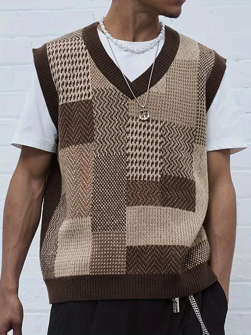 Sweater vest with geometric pattern