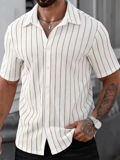 Short Sleeve Shirt with Vertical Stripes