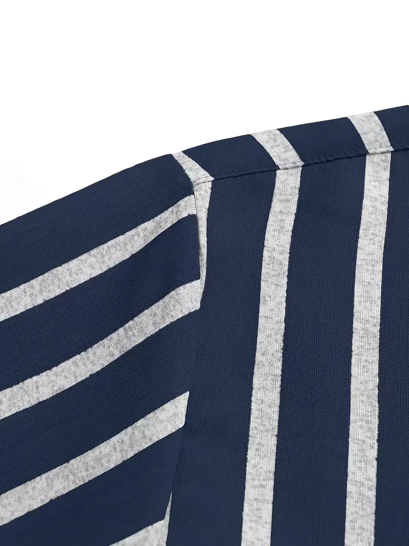 Short Sleeve Shirt with Vertical Stripes