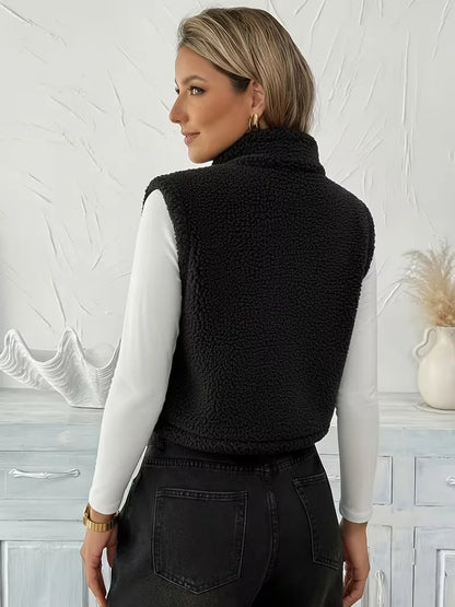 Zipped Gilet with Faux Shearling