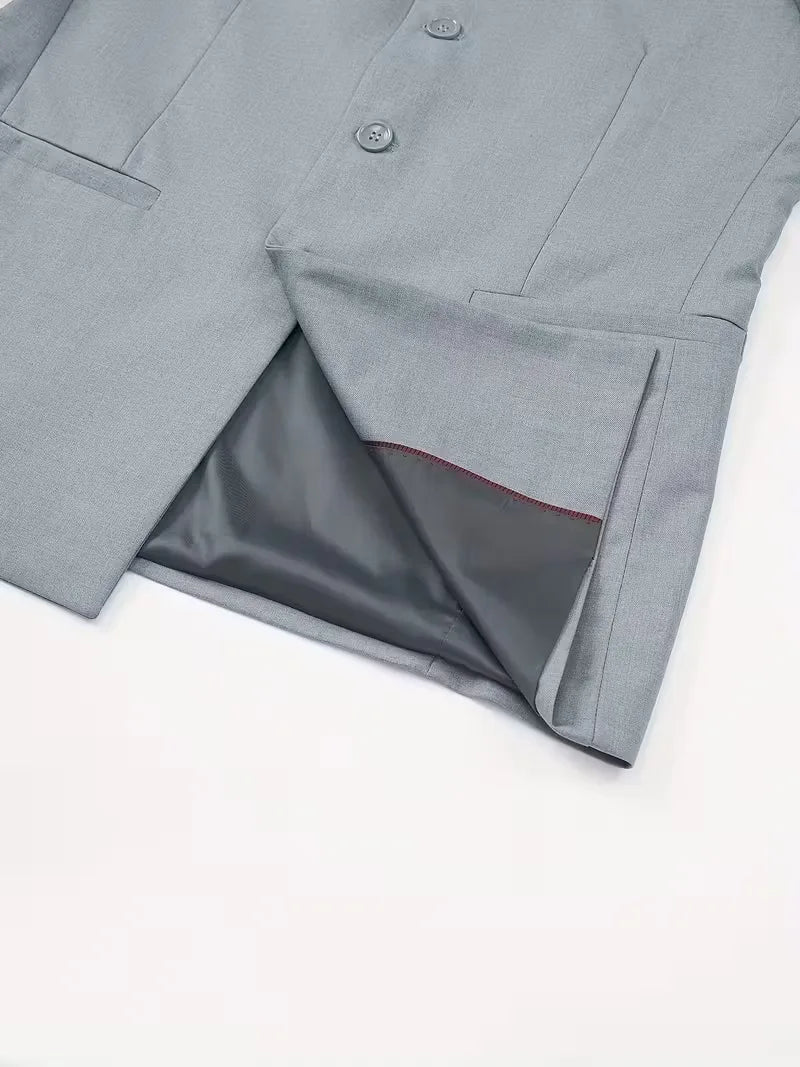 Slim Fit Blazer with Mandarin Collar