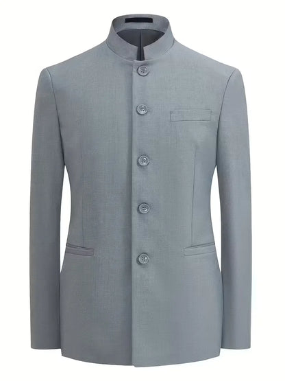 Slim Fit Blazer with Mandarin Collar