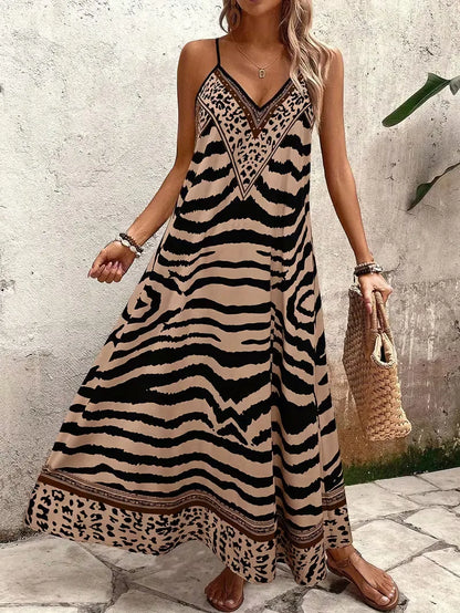 Maxi dress with leopard print