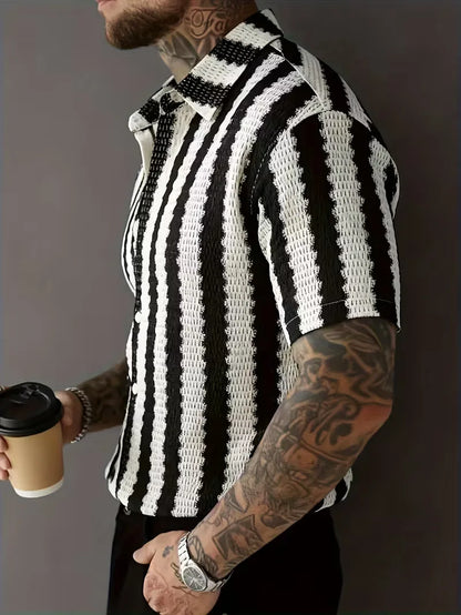 Short Sleeve Shirt with Vertical Stripes