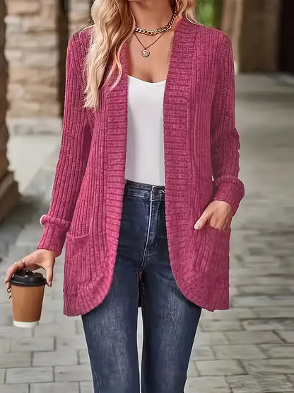 Open vest with ribbed texture