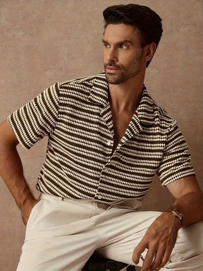 Short Sleeve Shirt with Jacquard Stripe