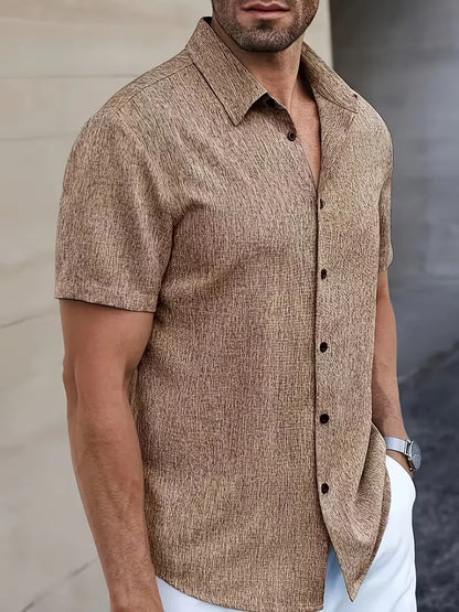 Regular fit short-sleeved shirt with V-neck