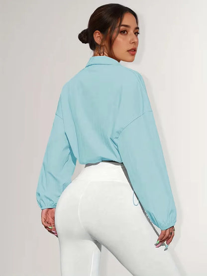 Track jacket with elastic cuffs