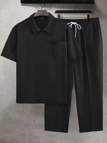 Casual men's suit with waffle texture
