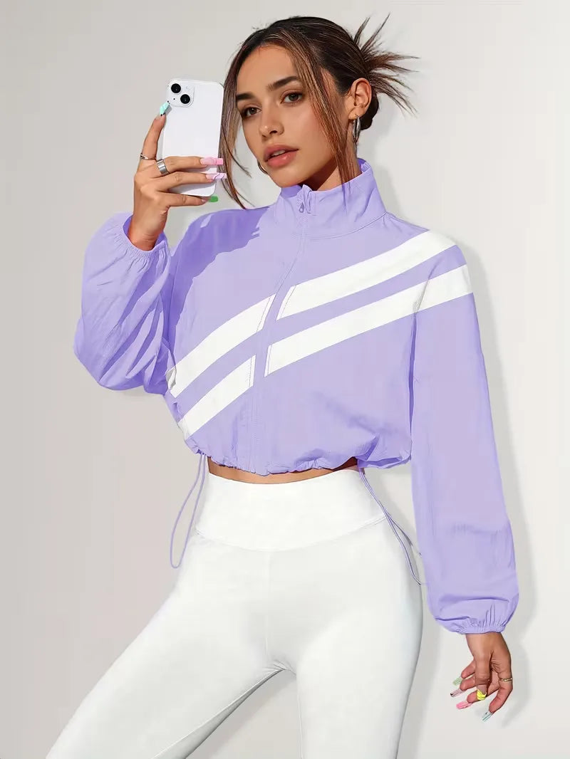 Track jacket with elastic cuffs
