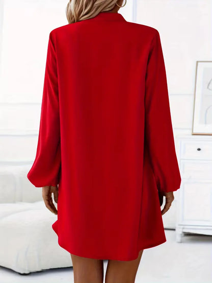 Shirt dress with V-neck and long sleeves