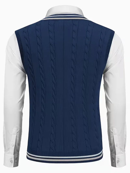Sleeveless Knitted Waistcoat with V-Neck