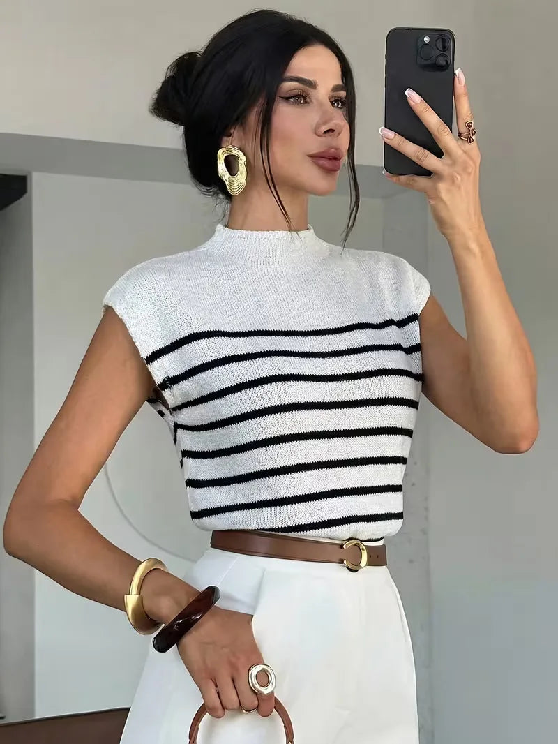 Sleeveless Vest with Mock Neck